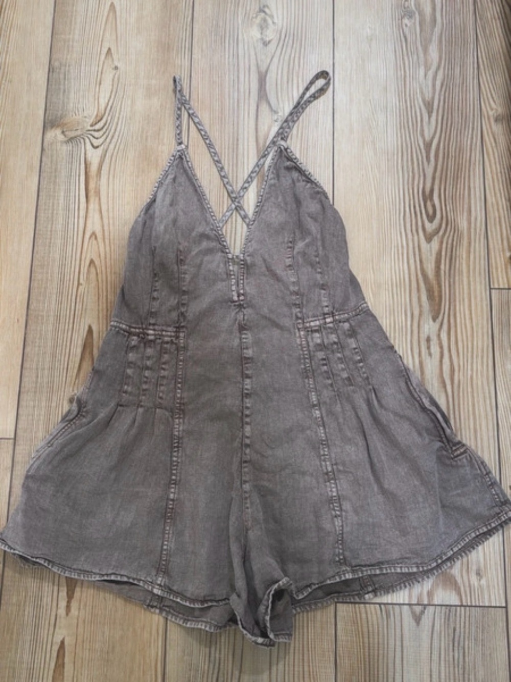 We The Free Taupe Crisscross Back Romper